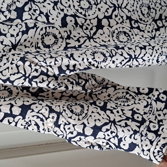 Telluride Clothing Co. Linen Blend Navy Blue Quarter Sleeve Lightweight Shirt - Picture 5 of 9